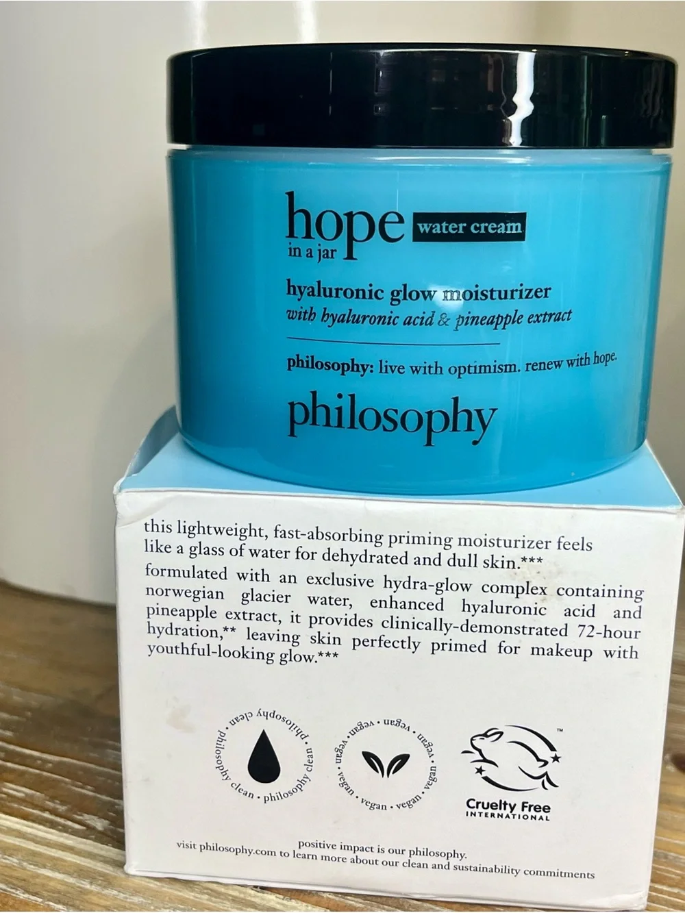 Philosophy Hope In A Jar Water Cream Hyaluronic Glow Moisturizer-8oz Mega Size